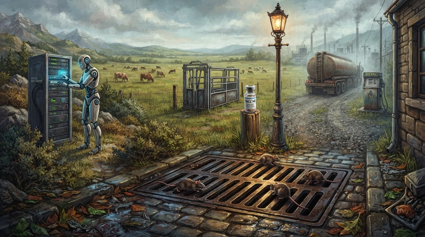 Dystopian farm landscape